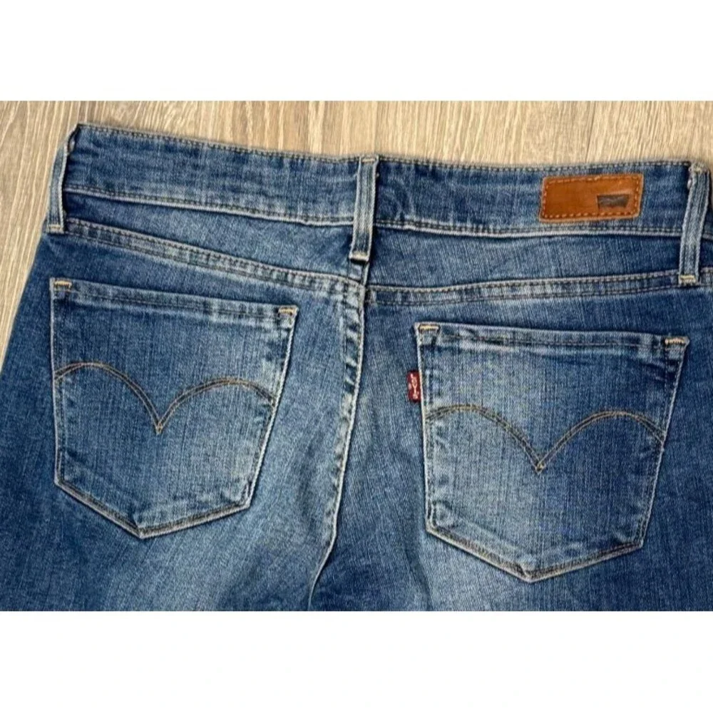 Levi's Demi Curve Skinny Jeans 27 Mid Rise‎ Medium Wash Fade Stretch Blue Denim